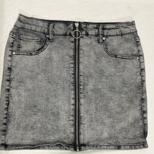 Refugee Black Dark Gray Zipper Skirt Lg